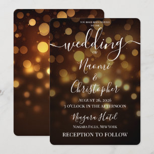 Convite PERSONALIZAR: Casamento Bokeh Outonal Dourado