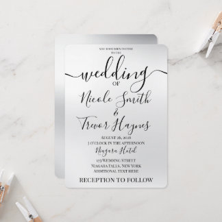 Convite Personalizar: Casamento com Desfoque Prateado