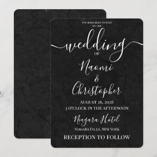 Convite Personalizar: Casamento com Textura de Pedra Preta