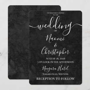 Convite Personalizar: Casamento com Textura Grunge Preta E