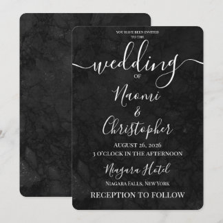 Convite Personalizar: Casamento com Textura Grunge Preta E