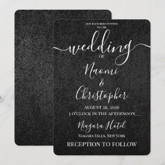 Convite Personalizar: Casamento com Textura Grunge Preto e