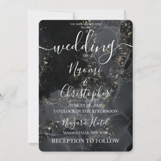 Convite Personalizar: Casamento com Tinta Alcoólica Preta