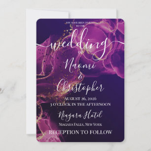 Convite Personalizar: Casamento com Tinta Alcoólica Rosa R