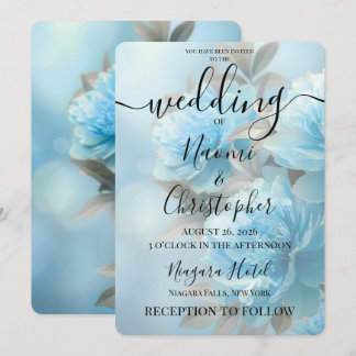 Convite PERSONALIZAR: Casamento de Flores Azuis