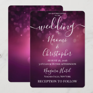 Convite Personalizar: Casamento Luz Bokeh Rosa