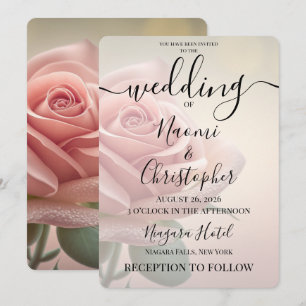 Convite PERSONALIZAR: Casamento Vintage Sépia Rosa Rosa
