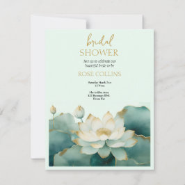 Convite Personalizar Chuva de Noiva Lótus dourado