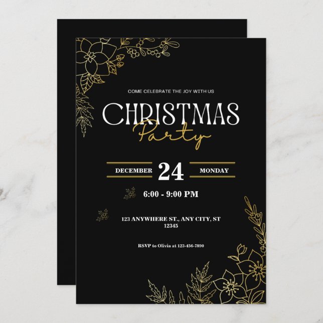 Convite personalizar festa de Natal (Frente/Verso)