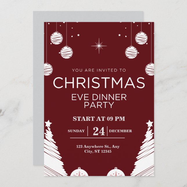 Convite personalizar festa de Natal (Frente/Verso)