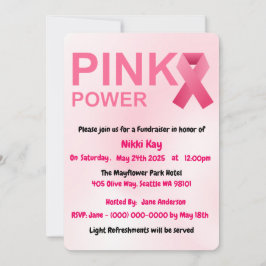 Convite Personalizar Fita Rosa do Grupo do apoio ao cancer