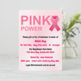 Convite Personalizar Fita Rosa do Grupo do apoio ao cancer