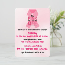 Convite Personalizar Fita Rosa do Grupo do apoio ao cancer