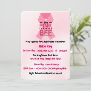 Convite Personalizar Fita Rosa do Grupo do apoio ao cancer