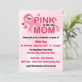 Convite Personalizar Fita Rosa do Grupo do apoio ao cancer