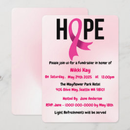 Convite Personalizar Fita Rosa do Grupo do apoio ao cancer