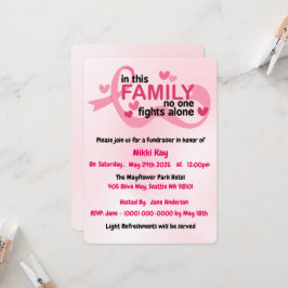 Convite Personalizar Fita Rosa do Grupo do apoio ao cancer