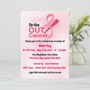 Convite Personalizar Fita Rosa do Grupo do apoio ao cancer
