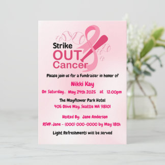 Convite Personalizar Fita Rosa do Grupo do apoio ao cancer