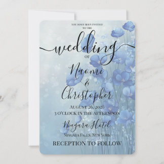 Convite PERSONALIZAR: Flores Aquarela Casamento Azul