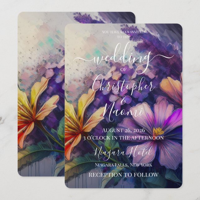Convite PERSONALIZAR: Flores Pintadas Vintage (Frente/Verso)