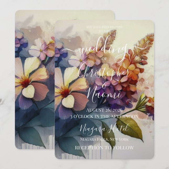 Convite PERSONALIZAR: Flores Vintage (Frente/Verso)