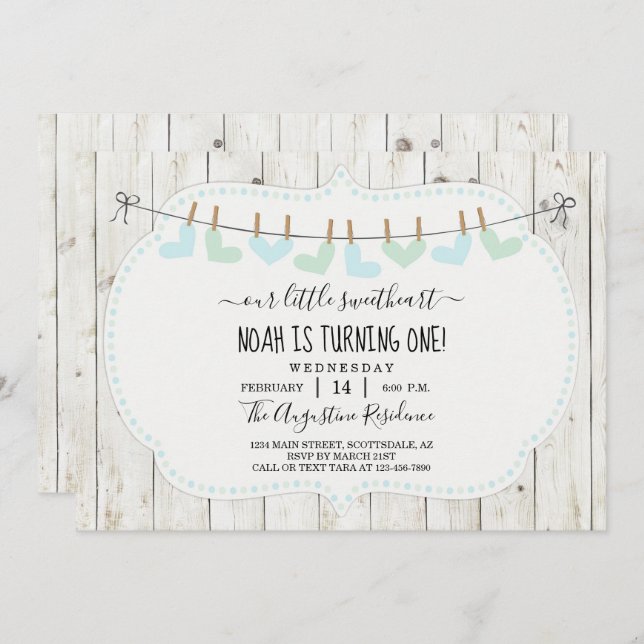 Convite Personalizar Garoto Valentine 1ª Festa de aniversá (Frente/Verso)