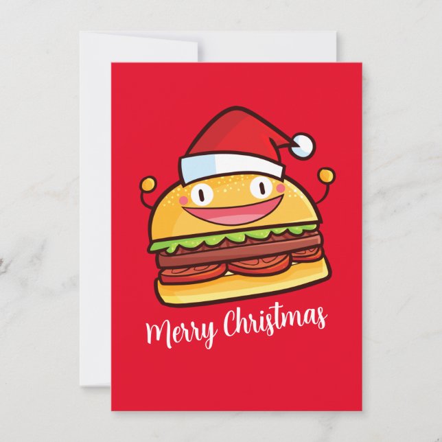 Convite Personalizar Hamburger de Natal Bonito (Frente)