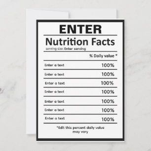 Convite Personalizar modelo de informação nutricional