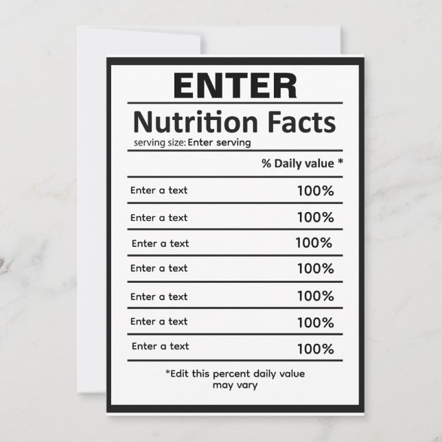 Convite Personalizar modelo de informação nutricional (Frente)