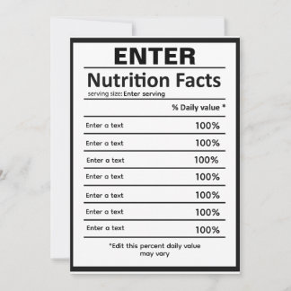 Convite Personalizar modelo de informações nutricionais