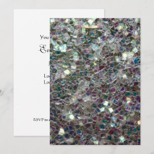 Convite Personalizar mosaico prateado colorido cintilante 