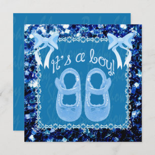 Convite Personalizar o chá do Baby Boy Blue sparkles Convi