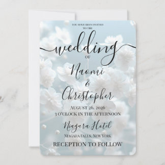 Convite PERSONALIZAR: Pequenas Flores Brancas Casamento Az