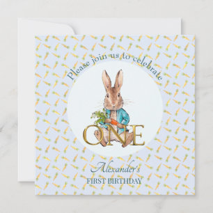 Convite Personalizar Peter o coelho Primeiro Aniversário