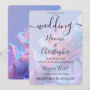 Convite Personalizar: Rosas de Casamento com Glitter Geado