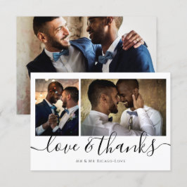 Convite Personalizar três fotos com amor e obrigado