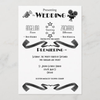 Convite personalizável de casamento de filmes mode