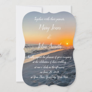 Convite Personalizável de Casamento de Praia Sunse