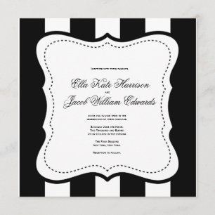 Convite Personalizável de Casamento Preto e Branco