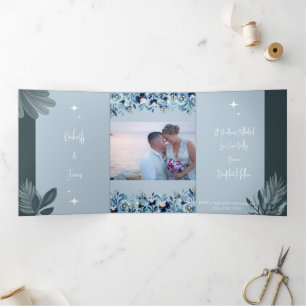 Convite personalizável de casamento triplo