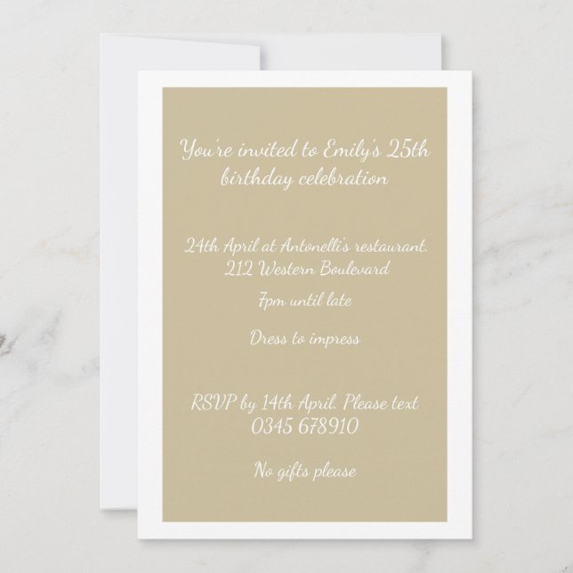 Convite personalizável de fotografia mocha leve (Frente)