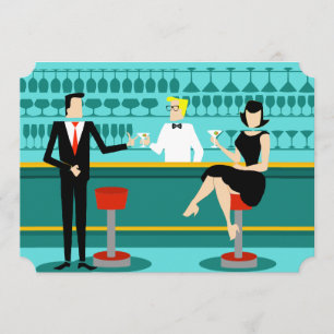 Convite Personalizável De Lounge De Cocktail Retr