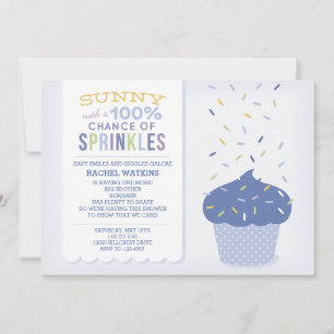 Convite Personalizável de Sprinkle de Cupcake Azul