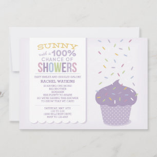 Convite Personalizável de Sprinkle de Cupcake Roxo