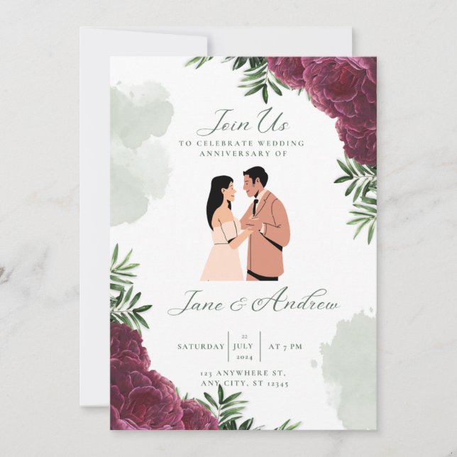 Convite Personalizável Elegante para Casamento (Frente)