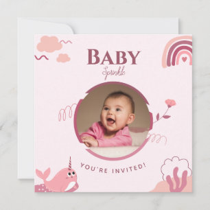 Convite Personalizável Floral Baby Sprinkle