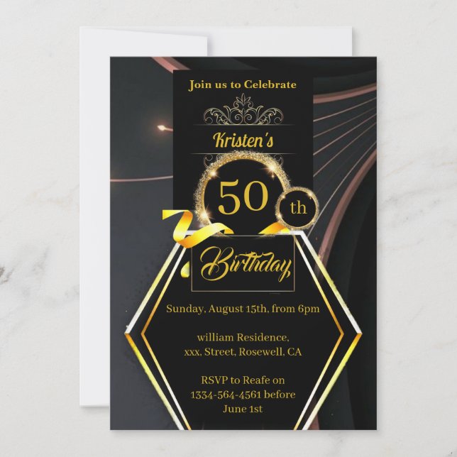 Convite personalizável para 50 anos (Frente)