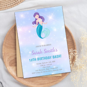 Convite personalizável para a Festa do Oceano Glit