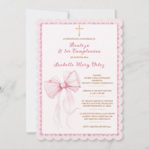 Convite Personalizável Para Bautizo y Primer Cumpleaños